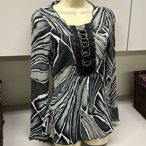 Sexy Alberto Makali Animal print Flare Sleeve Blouse top